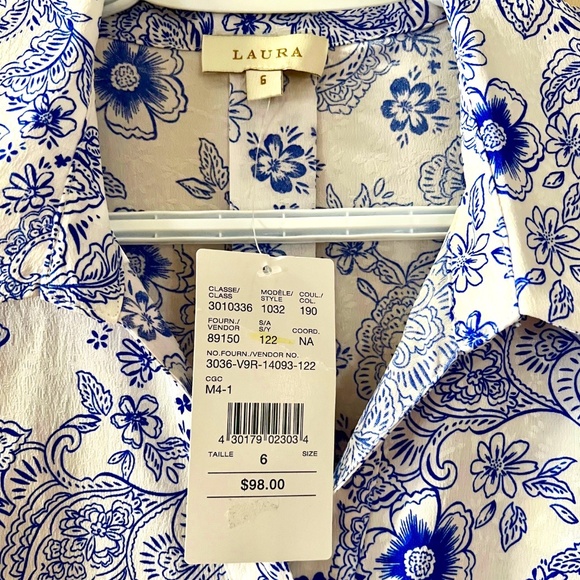NWT Floral Paisley Print Button-Up Tunic by Laura Size 6 - Picture 8 of 8